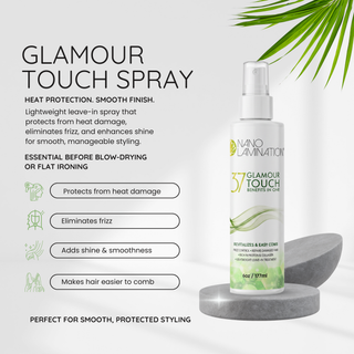 Nano Lamination Glamour Touch Spray for heat protection, frizz control and shine
