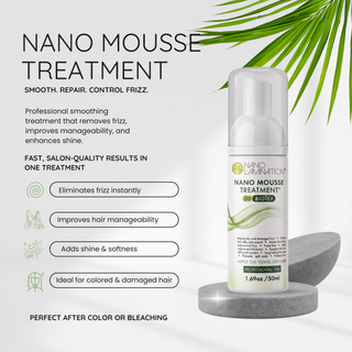 Nano Mousse Treatment by Nano Lamination for frizz removal, shine and manageable hair