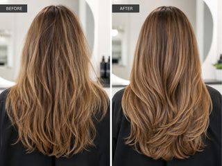 Before and after I.SMOOTH express smoothing treatment on fine to medium hair
